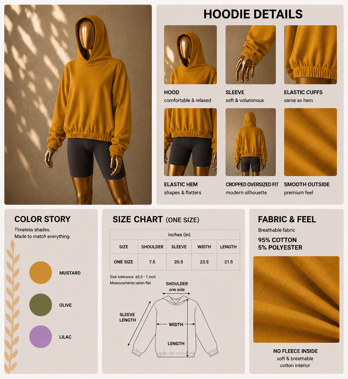 🧡Women's Hoodie - Elastic Hem
(One Size)