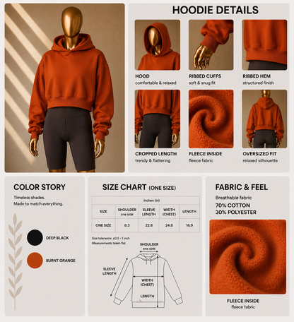 🧡Cropped Hoodie - Soft Fleece
Interior