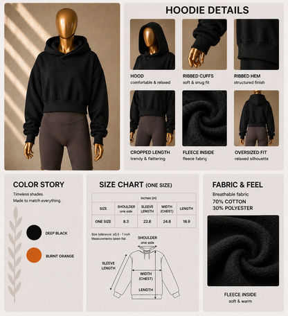 🖤Cropped Hoodie - Soft Fleece
Interior