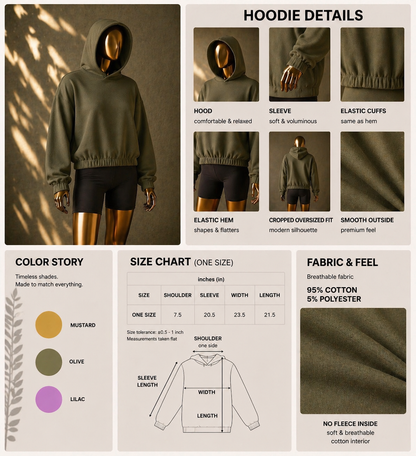 💚 Women's Hoodie - Elastic
Hem-Khaki (One Size)