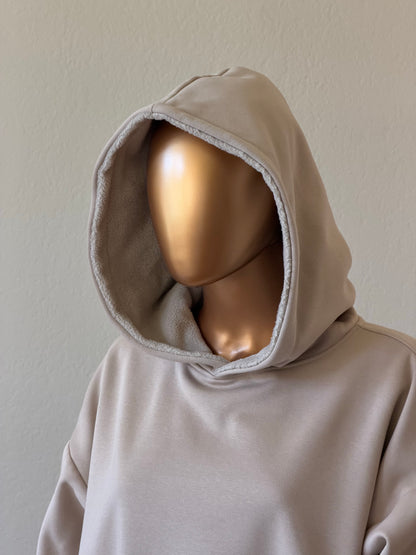 🤎 Oversized Hoodie (Fleece-Lined) · Beige