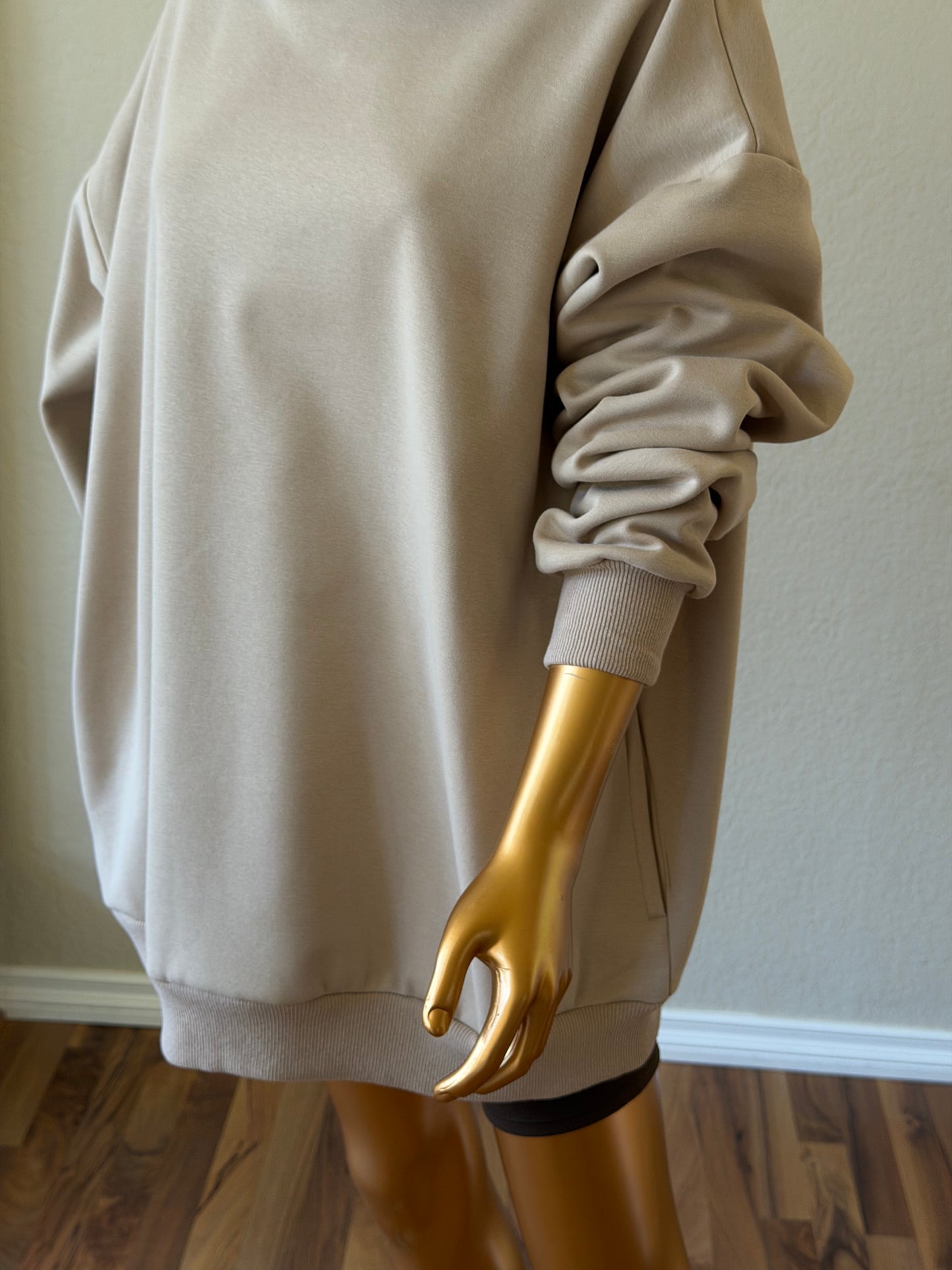 🤎 Oversized Hoodie (Fleece-Lined) · Beige