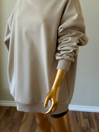 🤎 Oversized Hoodie (Fleece-Lined) · Beige
